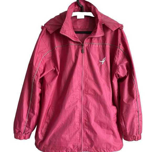 The Unbranded Brand Jackets & Blazers - Breast Cancer Awareness Pink Hooded Windbreaker XL Outdoors Feminine Athleisure